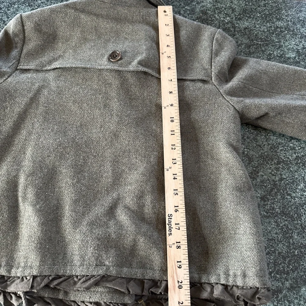 Gap Olive Wool Pea Coat Jacket Women's Size X Small Feminine Ruffle Tie Waist